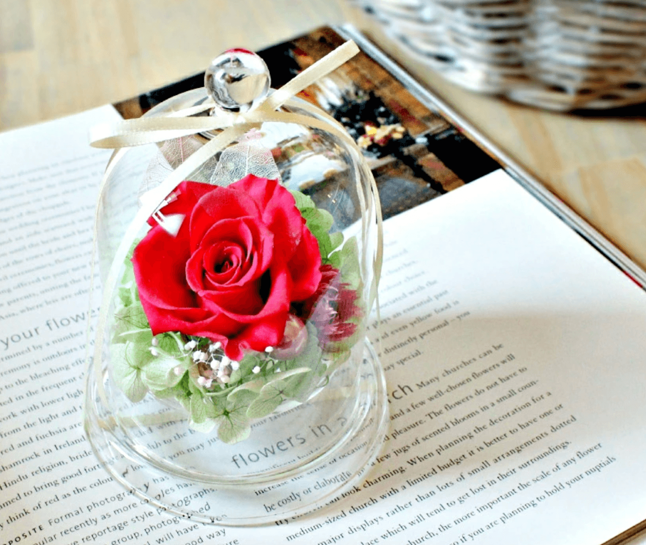 プリザーブドフラワー ガラスドーム  ミニ 